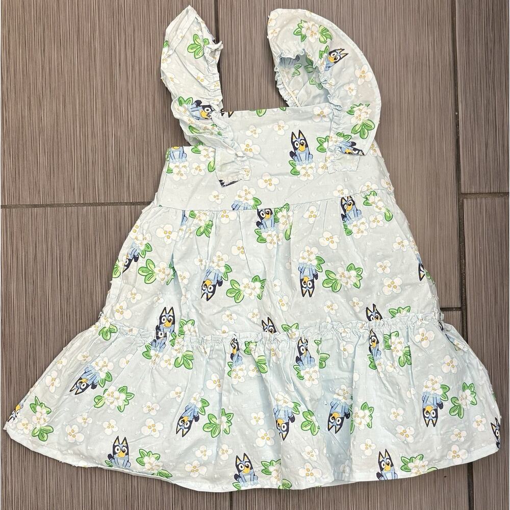 Bluey Girl Swiss Dot Tiered Dress Size 4T NWT Lined Cotton